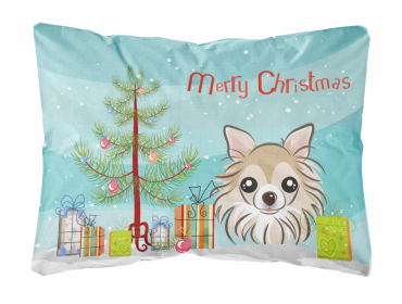 Chihuahua - Christmas Tree and Dog Canvas Fabric Decorative Pillow