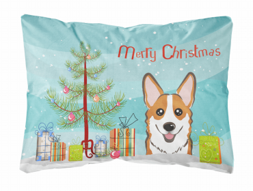 Corgi - Red - Christmas Tree and Dog Canvas Fabric Decorative Pillow