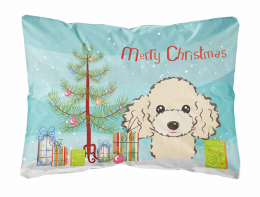 Poodle - Buff - Christmas Tree and Dog Canvas Fabric Decorative Pillow