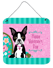 Boston Terrier Happy Valentine's Day Dog Art Wall or Door Hanging Prints