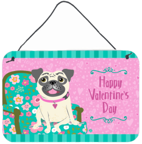 Pug Happy Valentine's Day Dog Art Wall or Door Hanging Prints