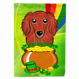 Dachshund - Longhair - Red St. Patrick's Day Breed Flag Canvas