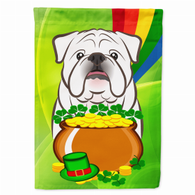 Bulldog - White St. Patrick's Day Breed Flag Canvas