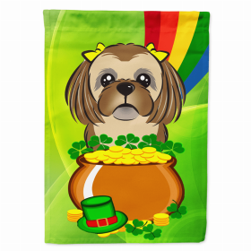 Shih Tzu - Chocolate St. Patrick's Day Breed Flag Canvas