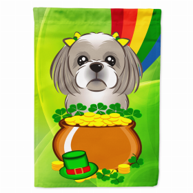 Shih Tzu - Silver St. Patrick's Day Breed Flag Canvas