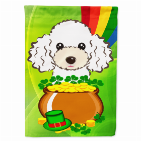 Poodle - White St. Patrick's Day Breed Flag Canvas