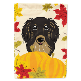 Dachshund - Longhair - Black and Tan - Thanksgiving  Day House Flag