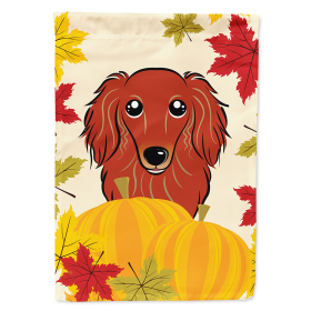 Dachshund - Longhair - Red - Thanksgiving  Day House Flag