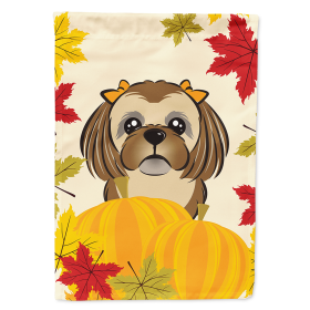 Shih Tzu - Chocolate - Thanksgiving  Day House Flag