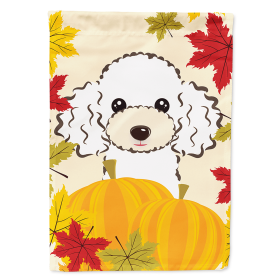 Poodle - White - Thanksgiving  Day House Flag