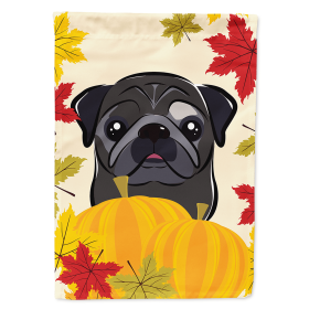 Pug - Black - Thanksgiving  Day House Flag