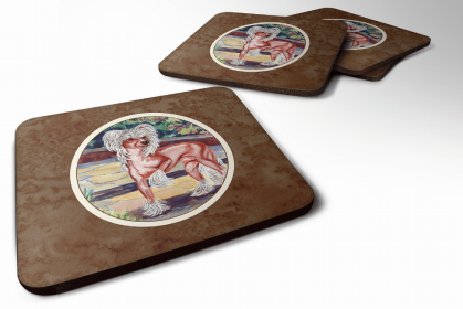 Chinese Crested on the Patio Art Foam Coaster