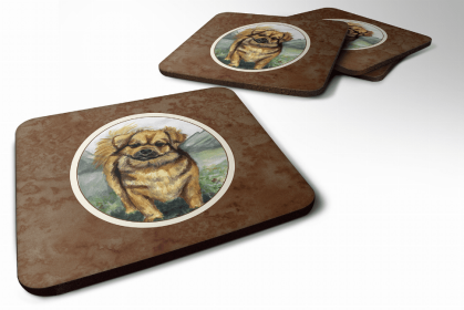 Tibetan Spaniel 1 Art Foam Coaster