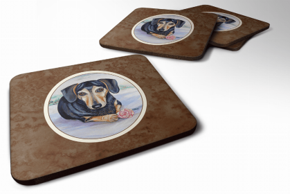 Dachshund - Black and Creme Art Foam Coaster