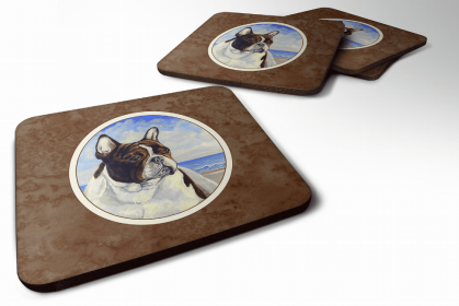 French Bulldog at the beach Art Foam Coaster