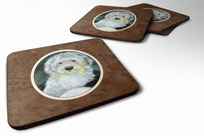 Old English Sheepdog Art Foam Coaster