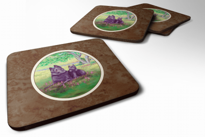 Schipperke and puppy Art Foam Coaster