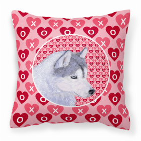 Siberian Husky Hearts Love and Valentine's Day Dog Portrait Fabric Decorative Pillow