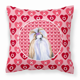 Shih Tzu #2 Hearts Love and Valentine's Day Dog Portrait Fabric Decorative Pillow