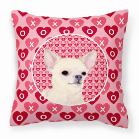 Chihuahua Hearts Love and Valentine's Day Dog Portrait Fabric Decorative Pillow