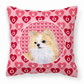 Chihuahua #2 Hearts Love and Valentine's Day Dog Portrait Fabric Decorative Pillow