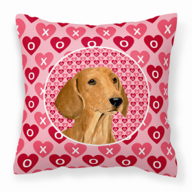 Dachshund #6 Hearts Love and Valentine's Day Dog Portrait Fabric Decorative Pillow