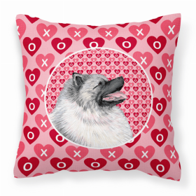 Keeshond Hearts Love and Valentine's Day Dog Portrait Fabric Decorative Pillow