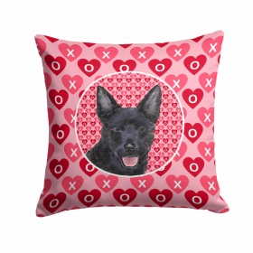 Australian Kelpie Hearts Love and Valentine's Day Dog Portrait Fabric Decorative Pillow