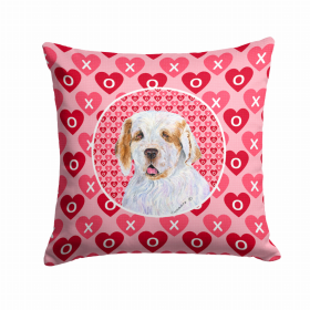 Clumber Spaniel Hearts Love and Valentine's Day Dog Portrait Fabric Decorative Pillow