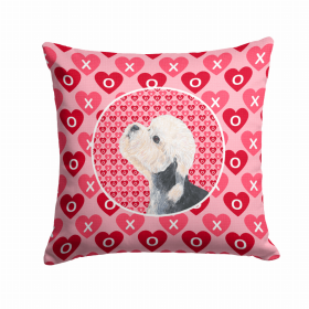 Dandie Dinmont Terrier Hearts Love and Valentine's Day Dog Portrait Fabric Decorative Pillow