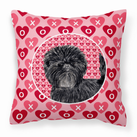 Affenpinscher Hearts Love and Valentine's Day Dog Portrait Fabric Decorative Pillow