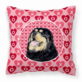 Mastiff #2 Hearts Love and Valentine's Day Dog Portrait Fabric Decorative Pillow