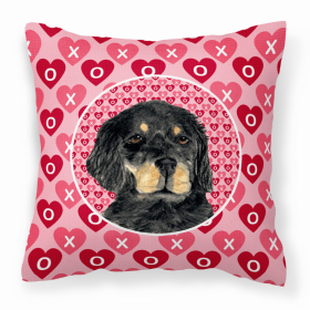 Gordon Setter Hearts Love and Valentine's Day Dog Portrait Fabric Decorative Pillow