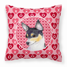 Chihuahua #4 Hearts Love and Valentine's Day Dog Portrait Fabric Decorative Pillow