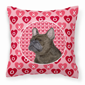 French Bulldog #5 Hearts Love and Valentine's Day Dog Portrait Fabric Decorative Pillow