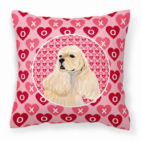 Cocker Spaniel #5 Hearts Love and Valentine's Day Dog Portrait Fabric Decorative Pillow