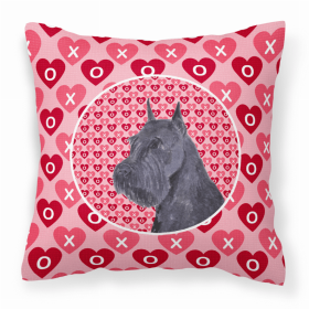 Schnauzer #5 Hearts Love and Valentine's Day Dog Portrait Fabric Decorative Pillow