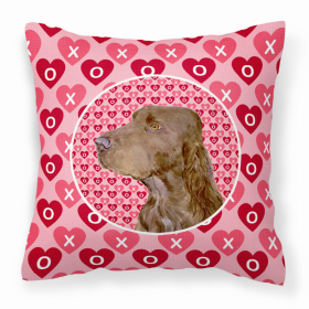 Field Spaniel Hearts Love and Valentine's Day Dog Portrait Fabric Decorative Pillow