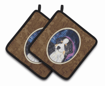 Bernese Mountain Dog 2 Starry Night Pair of Potholders