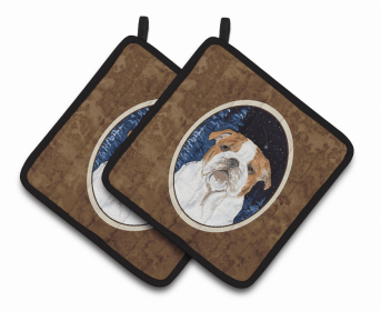 Bulldog 2 Starry Night Pair of Potholders