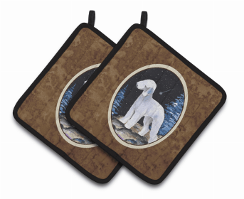 Bedlington Terrier Starry Night Pair of Potholders