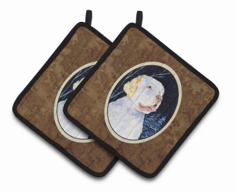 Clumber Spaniel Starry Night Pair of Potholders