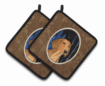 Dachshund Starry Night Pair of Potholders