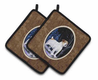 Jack Russell Terrier Starry Night  Pair of Potholders