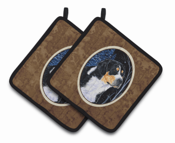 Bernese Mountain Dog 1 Starry Night Pair of Potholders