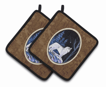 Siberian Husky Starry Night Pair of Potholders