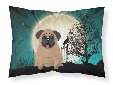 Pug - Dark Brown - Halloween Scary Fabric Standard Pillowcase