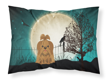 Shih Tzu - Chocolate - Halloween Scary Fabric Standard Pillowcase