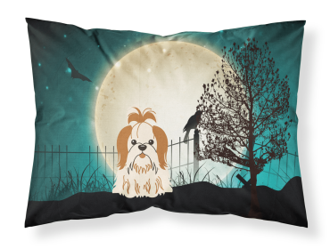 Shih Tzu - Red and White - Halloween Scary Fabric Standard Pillowcase