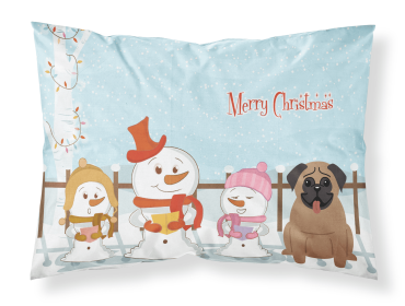 Pug - Dark Brown - Merry Christmas Carolers Standard Pillowcase